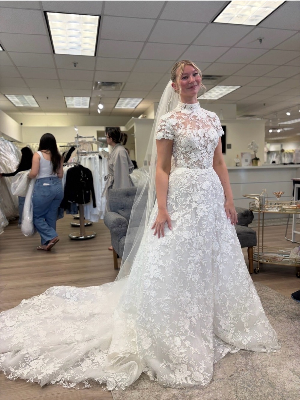 Mori Lee Ivory Floral Lace High-Neck Bridal Gown